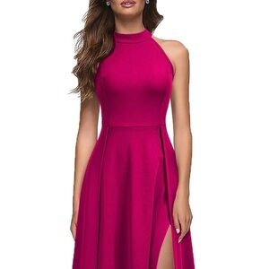 MUSHARE Women's Halter Neck Sexy Split Cocktail Party Maxi